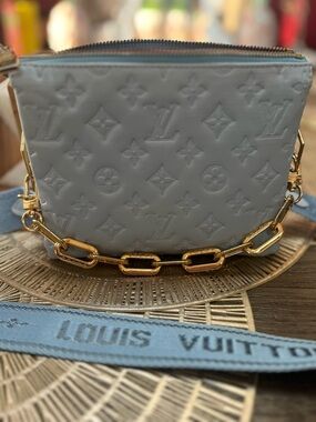 Louis Vuitton Light Grey Embossed Monogram Chain Crossbody